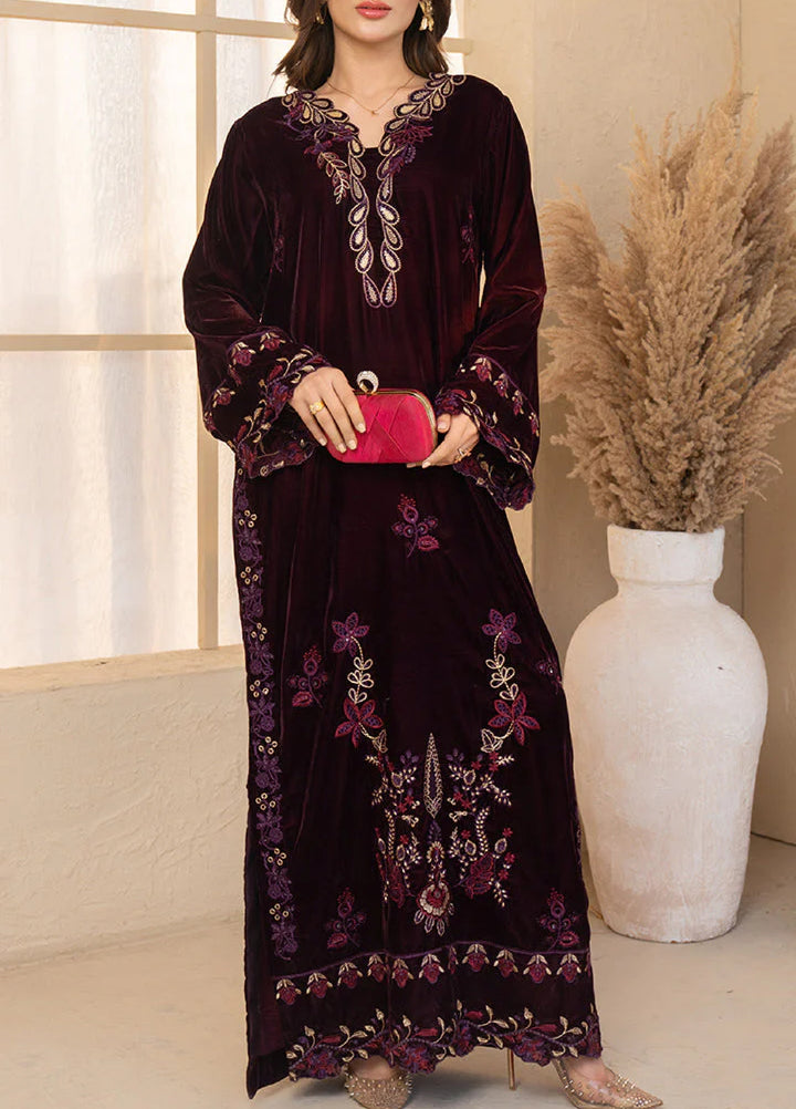 Winter Hues by Naayas Women Pret Embroidered Kaftaan Velvet Elysee - Winter Collection