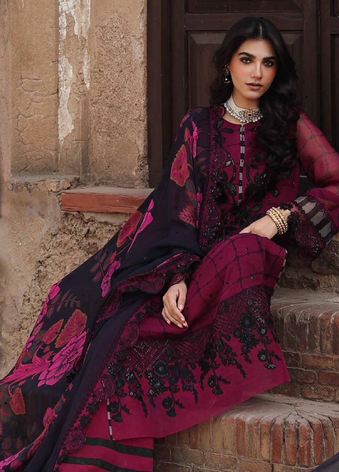 Vasal by Charizma Unstitched Luxury Chiffon Embroidered Suits 3 Piece CRZ25LC VSL25-39 - Festive Collection