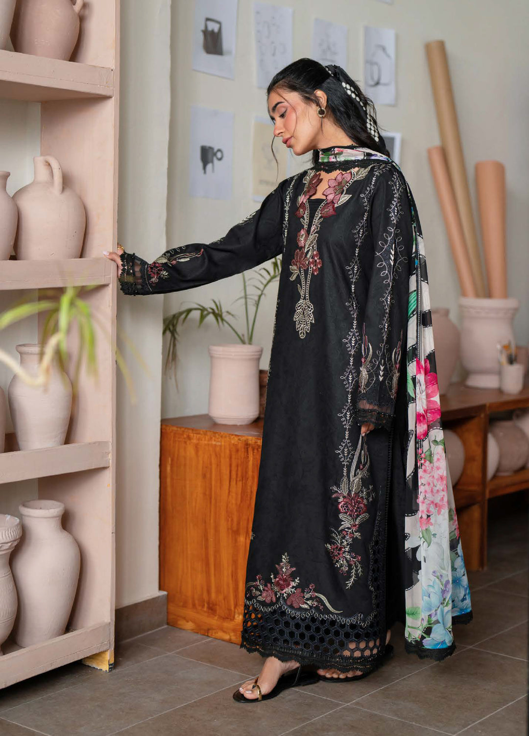Raha by Nureh Unstitched Embroidered Jacquard Lawn 3 Piece Suit NU26URJ NE-239 - Festive Collection