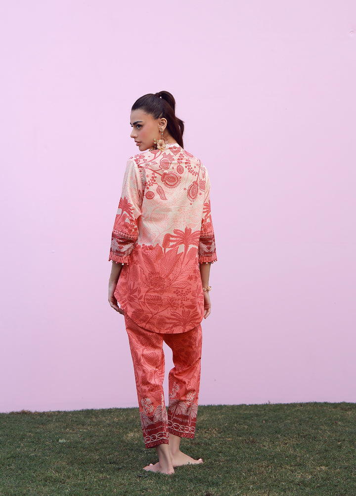 Sahar Unstitched Printed Cambric 2 Piece Suit SS1-26-24 Coral Silhouette - Summer Collection