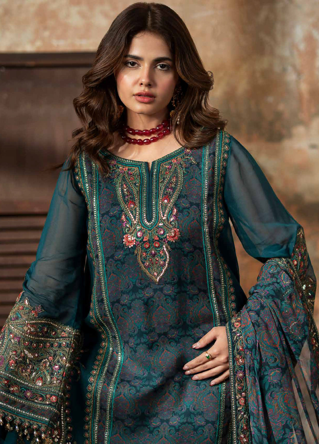 Vasal by Charizma Unstitched Embroidered Chiffon 3 Piece Suit CHR26UV VSL6-07 - Festive Collection
