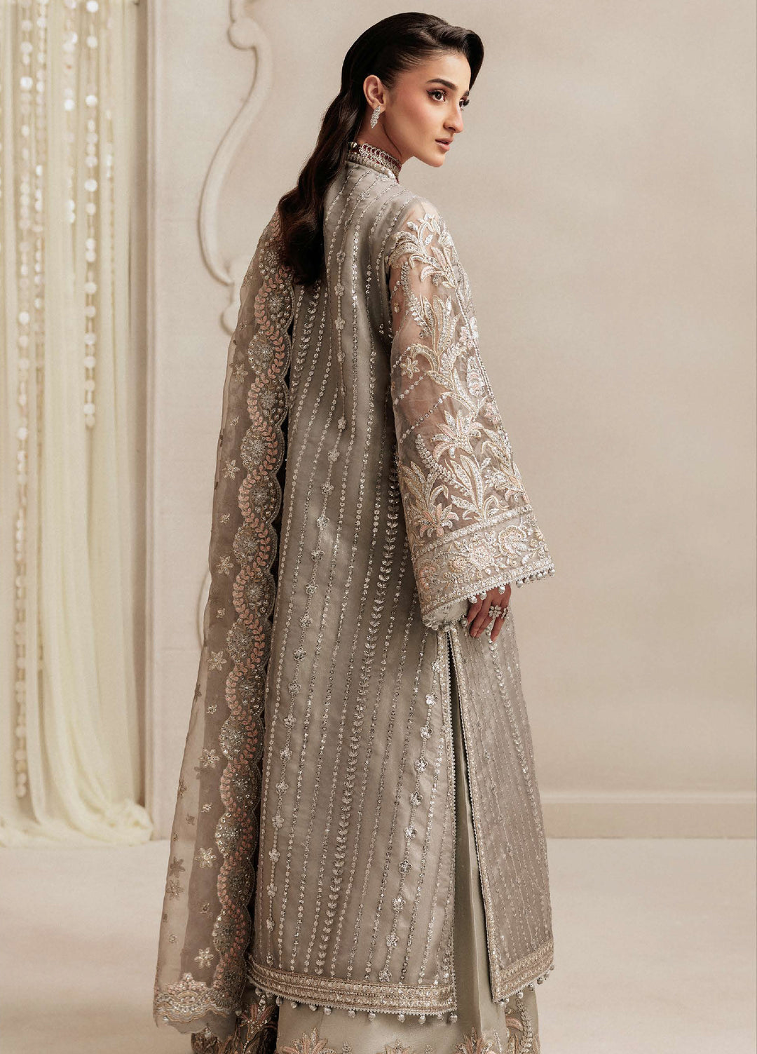 Aik Shaam by AIK Atelier Unstitched Organza Embroidered 3 Piece Suit AIK26US D-02 - Wedding Collection