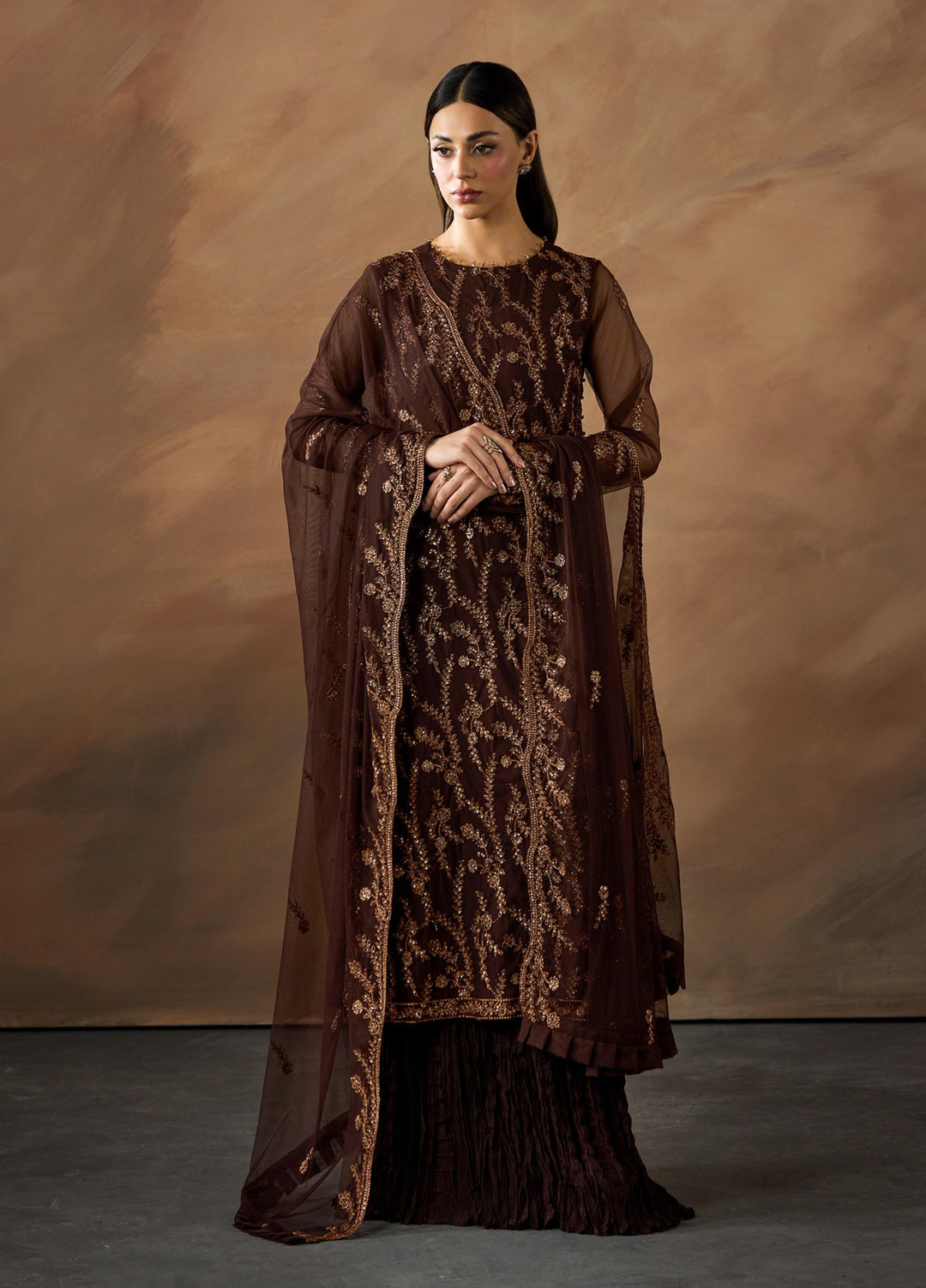 Dharkash by Zarif Unstitched Embroidered Net 3 Piece Suit ZR26UDN ZRF-DK-05 NAHID - Festive Collection