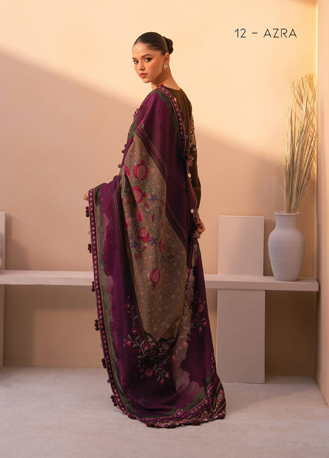 Rang e Khizaan by Xenia Unstitched Khaddar Embroidered Suits 3 Piece XE25SW D-12 AZRA - Winter Collection