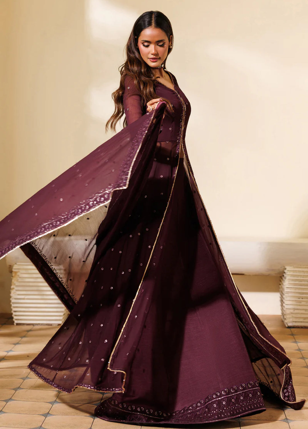 Zarif Women RTW Embroidered Chiffon 3 Piece Suit ZR26UCR ZRF-EMC-23 - Eid Collection