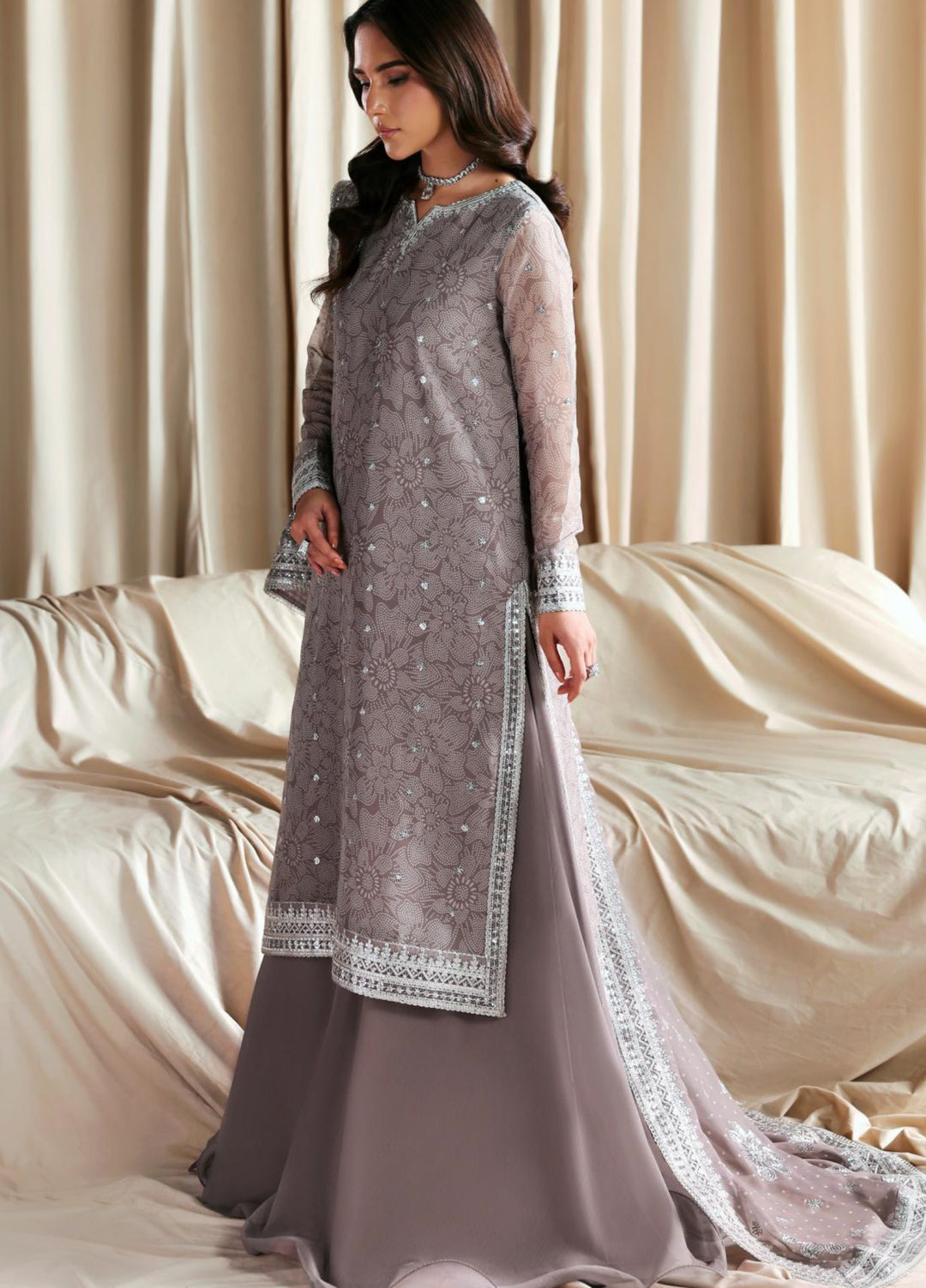 Sirayya by Zarif Unstitched Embroidered Chiffon 3 Piece Suit ZR26US Sitara 05 - Festive Collection