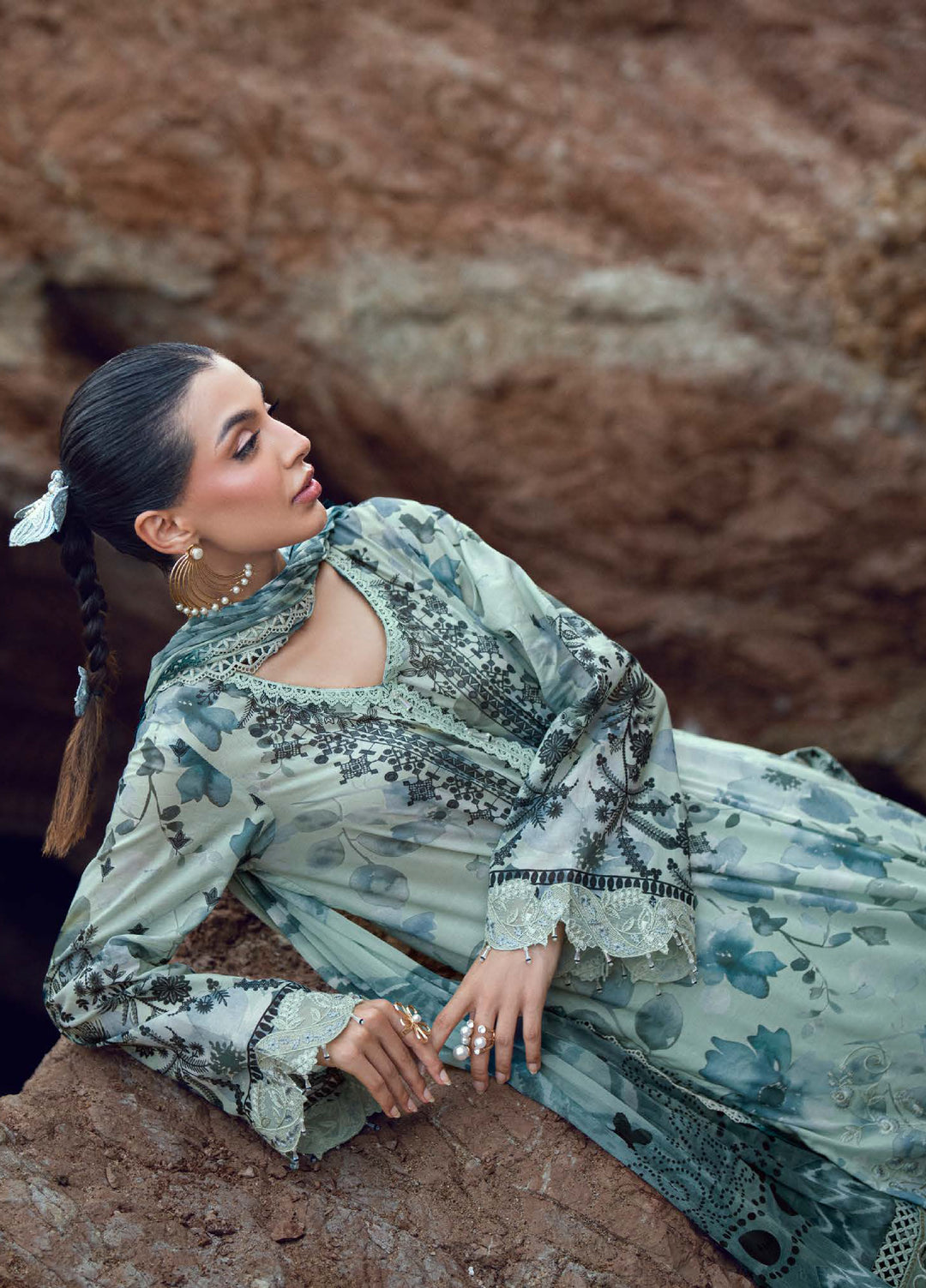 Gardenia by Nureh Unstitched Embroidered Lawn 3 Piece Suit NU26UGL NSG-206 - Summer Collection