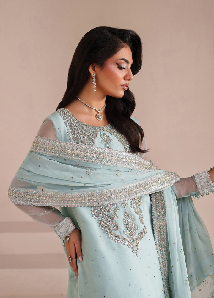 Aymal by Alizeh Fashion Unstitched Embroidered Chiffon 3 Piece Suit AFB26UA D-01 Azure - Festive Collection