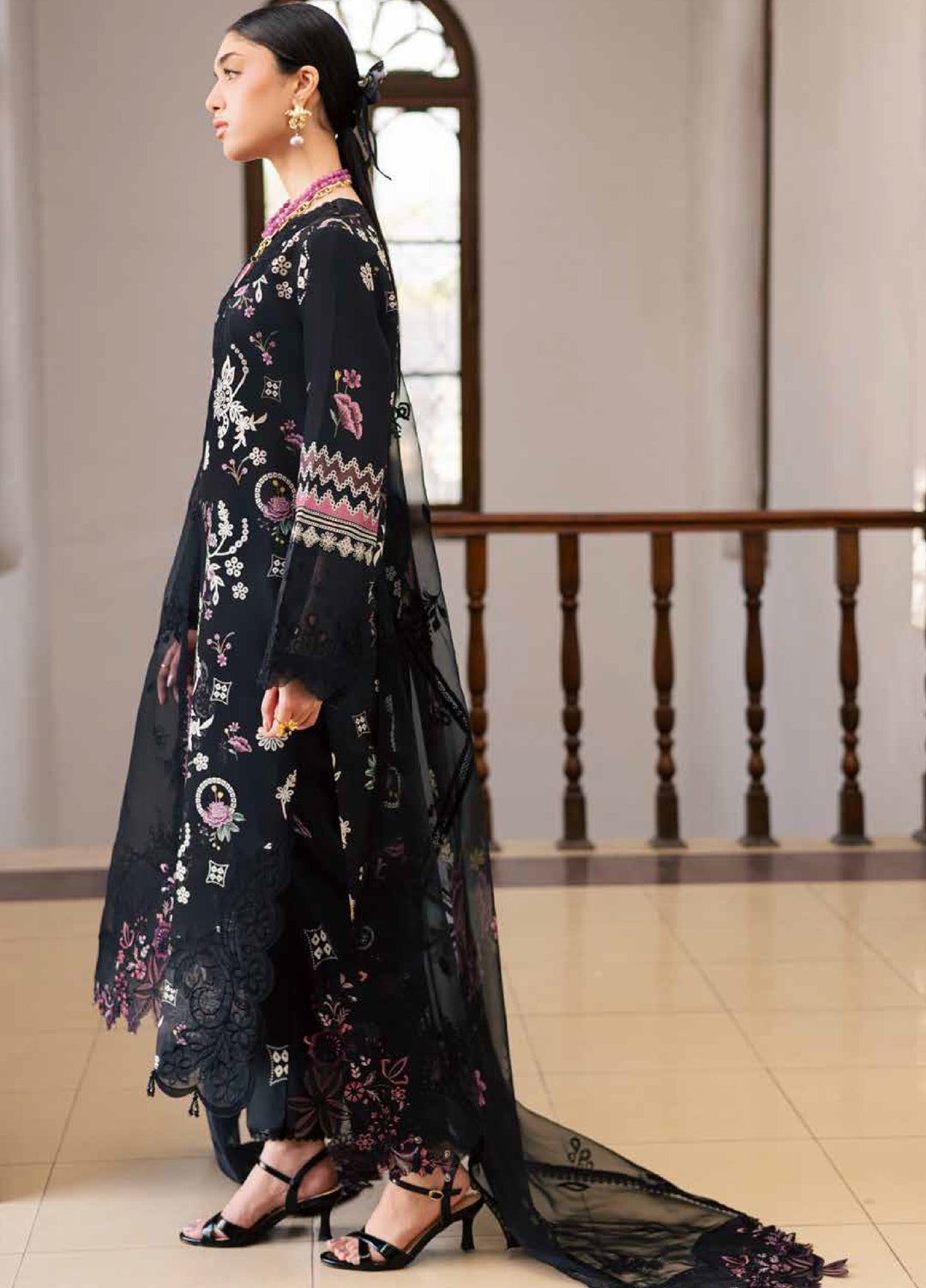 Maya by Nureh Unstitched Embroidered Luxury Lawn 3 Piece Suit NU26ULM NS-170 - Summer Collection