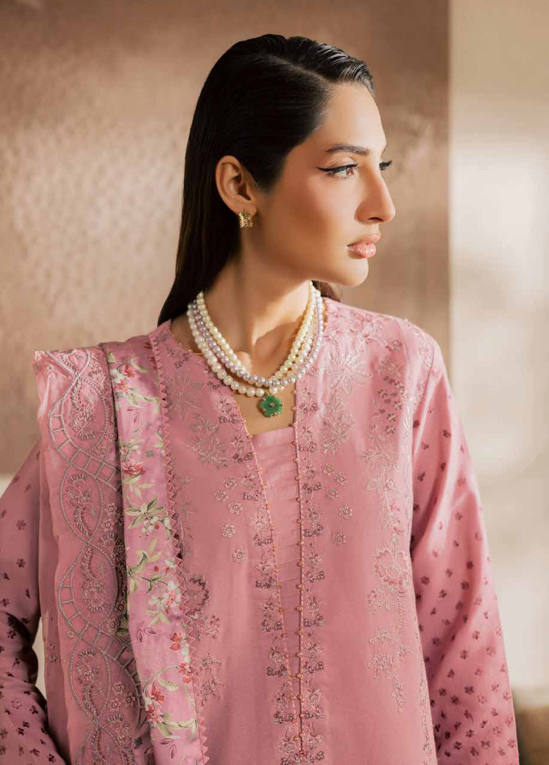 Nureh Exclusive Unstitched Lawn Karandi Embroidered 3 Piece Suit NU26UE NE-216 - Spring Collection