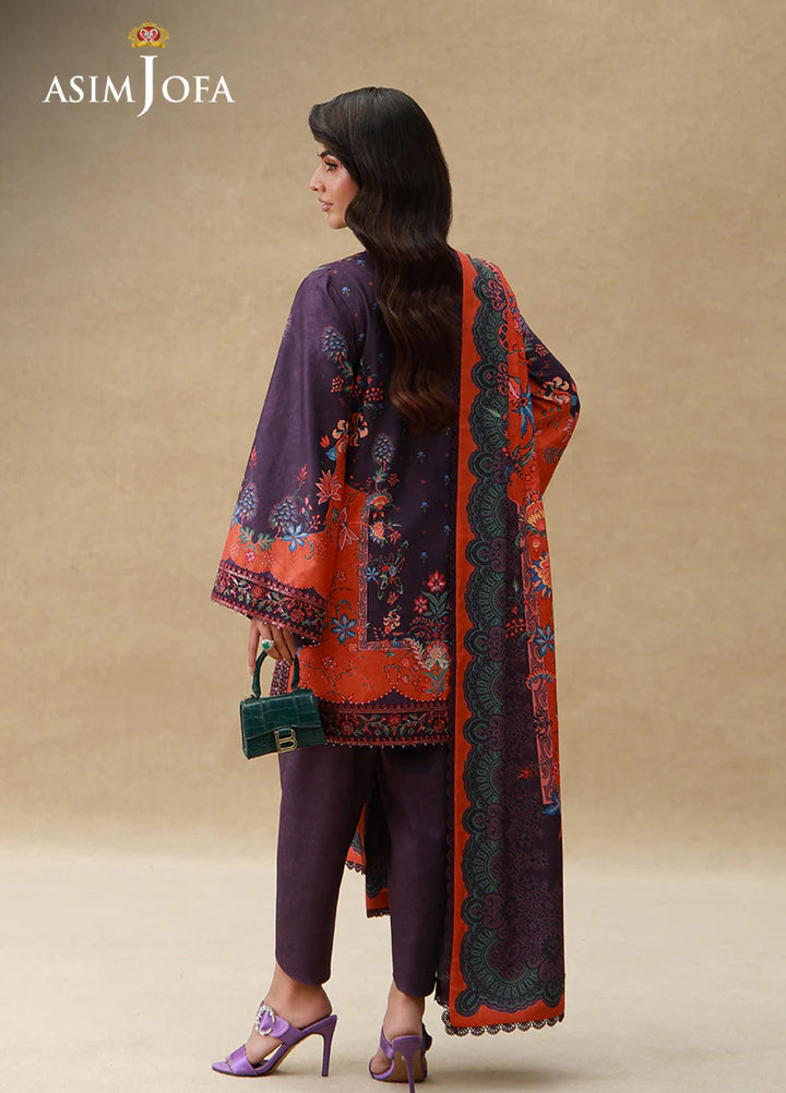 Asim Jofa Unstitched Printed Silk 3 Piece Suit AJ26UPS AJULSC-10 - Casual Collection