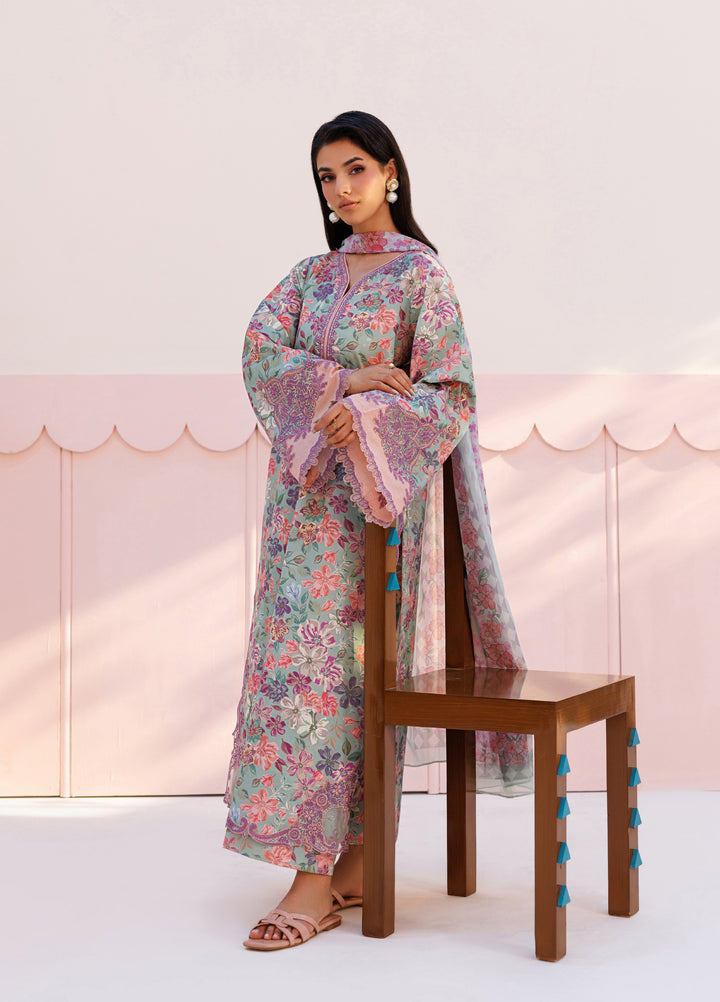 Azzal Unstitched Printed and Embroidered Lawn 3 Piece Suit AZL26UPL AZL-148 - Summer Collection