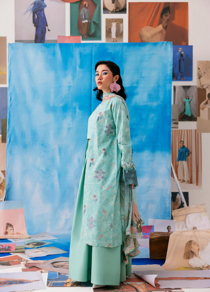 Zync by Florent Unstitched Embroidered Printkari Lawn 3 Piece Suit FL26UZP FZ-5B - Summer Collection