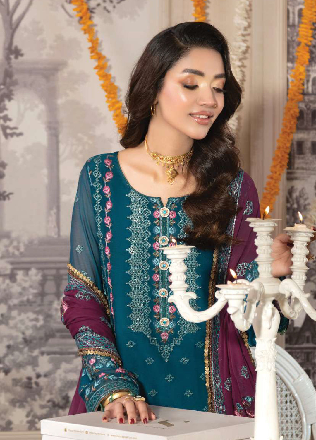Shagun by Imrozia Premium Women 3 Piece Chiffon Suit M-110 Hinaaya - Festive Collection