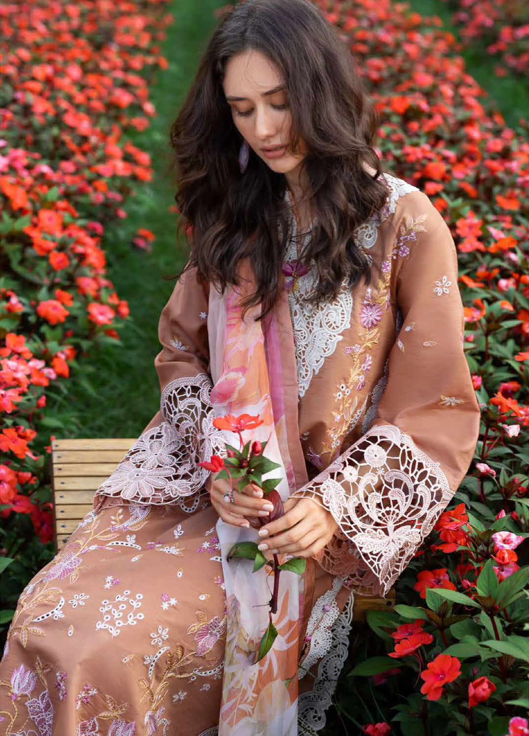 The Secret Garden by Mushq Hemline Unstitched Lawn 3 Piece Suit MU26USG D-11A Rosette Reverie - Summer Collection