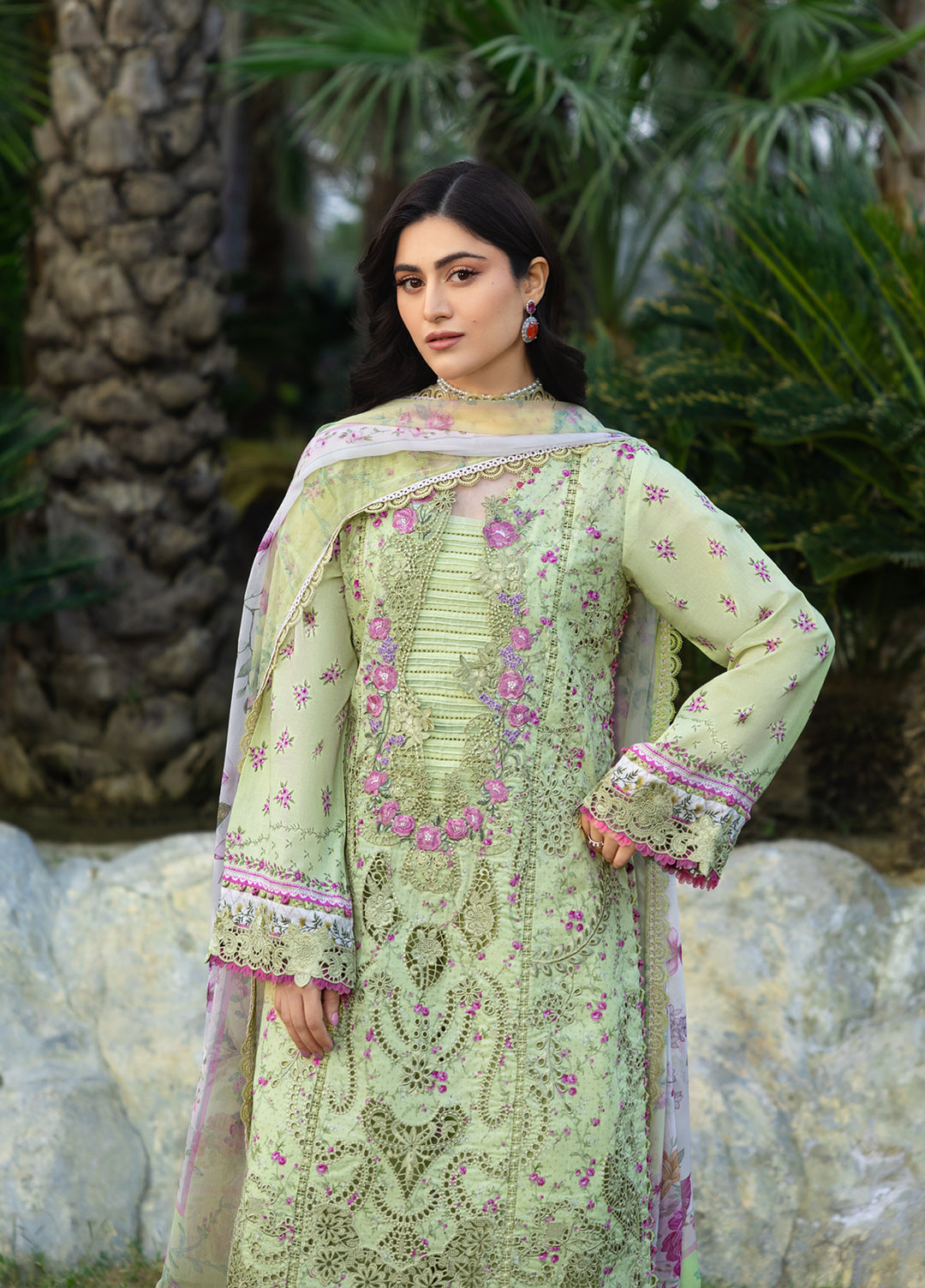 Elaf Premium Chikankari Unstitched Printed Lawn 3 Piece Suit EL26UPC ERC 2A HINA - Summer Collection