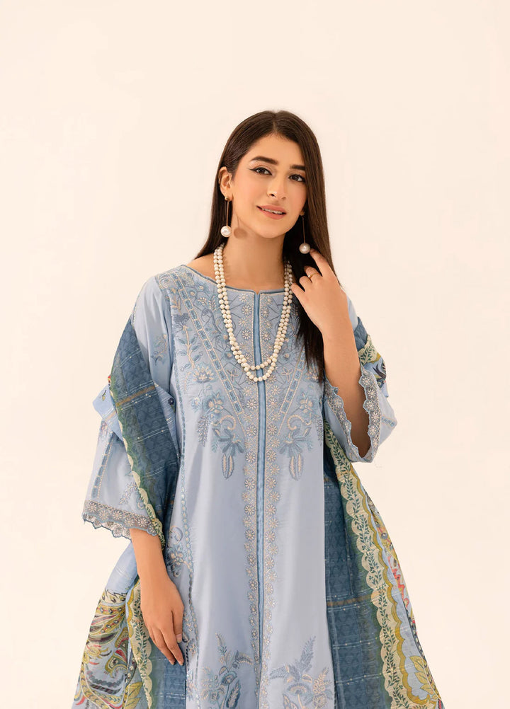 Ghour e Nayab by Ruby Suleiman Pret Lawn Suits 3 Piece Aqua Bloom - Festive Collection