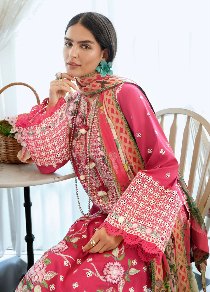 AMoi by Mushq Unstitched Embroidered Luxury Lawn 3 Piece Suit MU26AHL D-12 Blushing Rose - Summer Collection