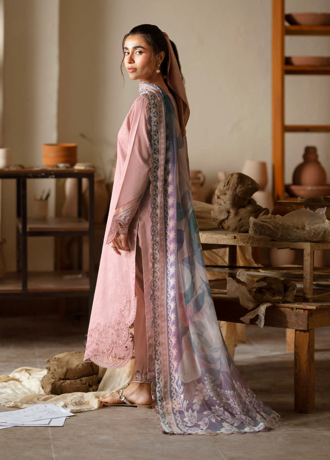 Raha by Nureh Unstitched Embroidered Jacquard Lawn 3 Piece Suit NU26URJ NE-238 - Festive Collection