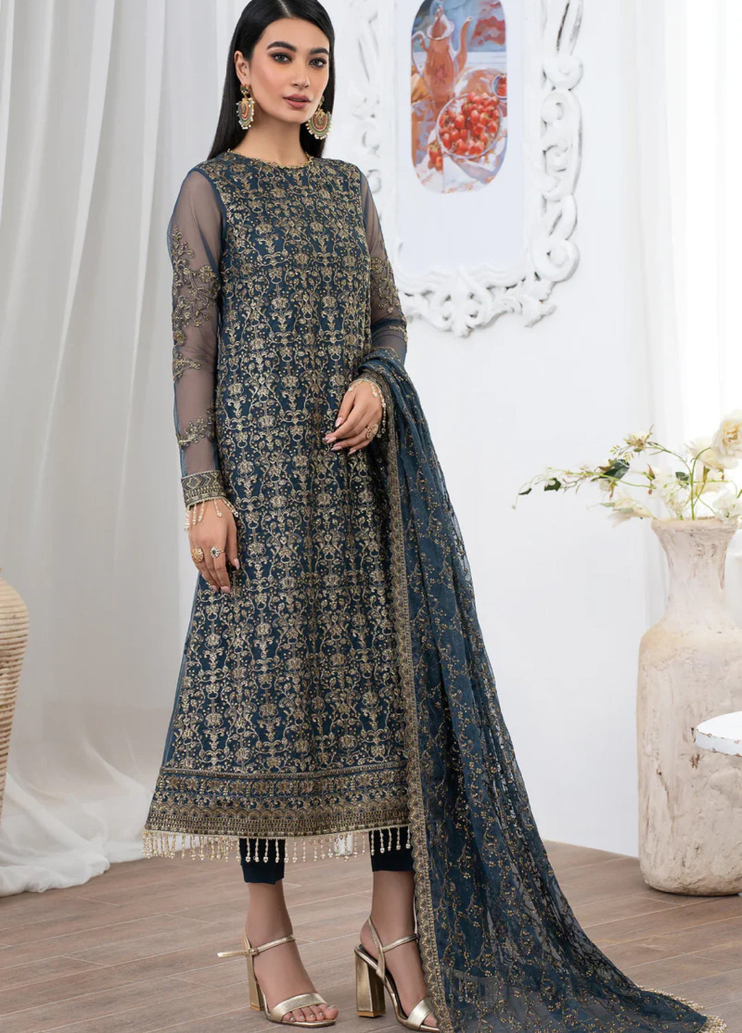 Zarif Women Unstitched Embroidered Net 3 Piece Suit ZR26UFC ZLM 07 MEYSA - Festive Collection