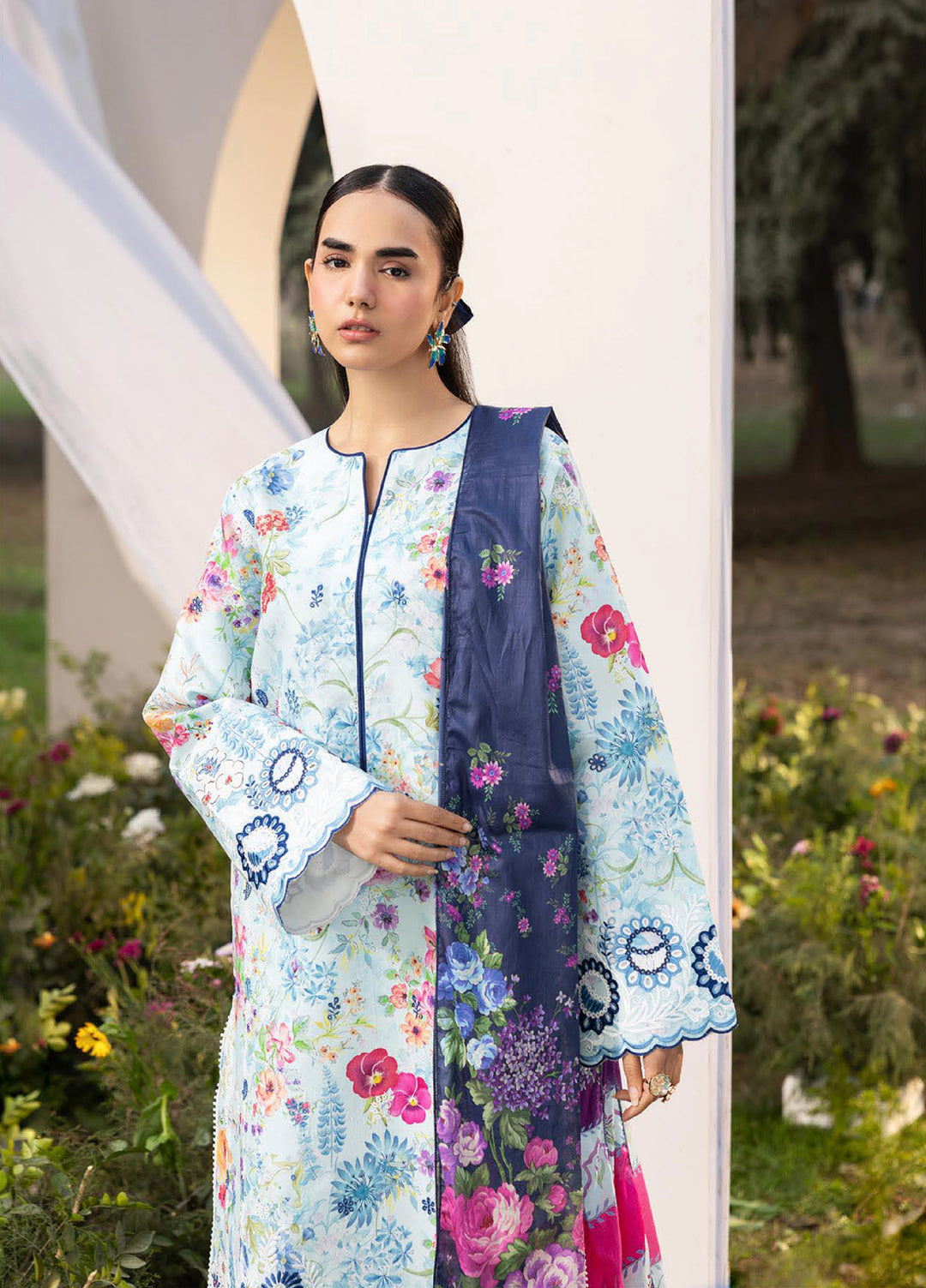 Summer Printkari Exclusive by RajBari Unstitched Embroidered Lawn 3 Piece Suit RB26USP D-09 - Casual Collection