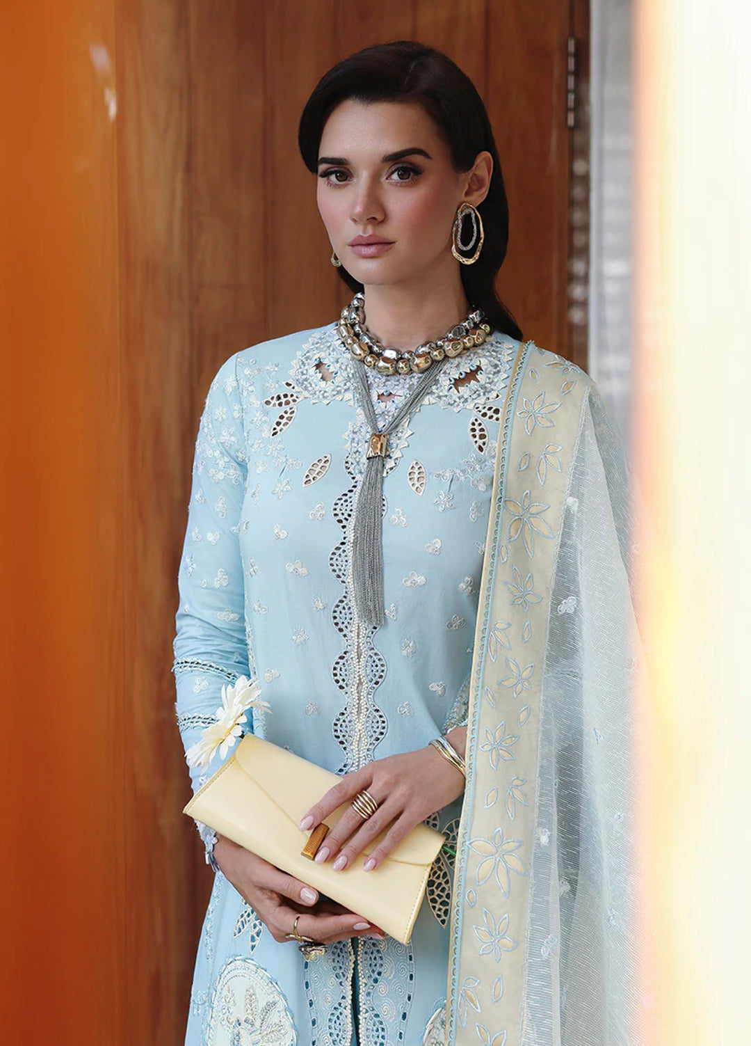 Qalamkar Chikankari Unstitched Embroidered Lawn 3 Piece Suit QLK26UCL CM-05 Nayra - Summer Collection