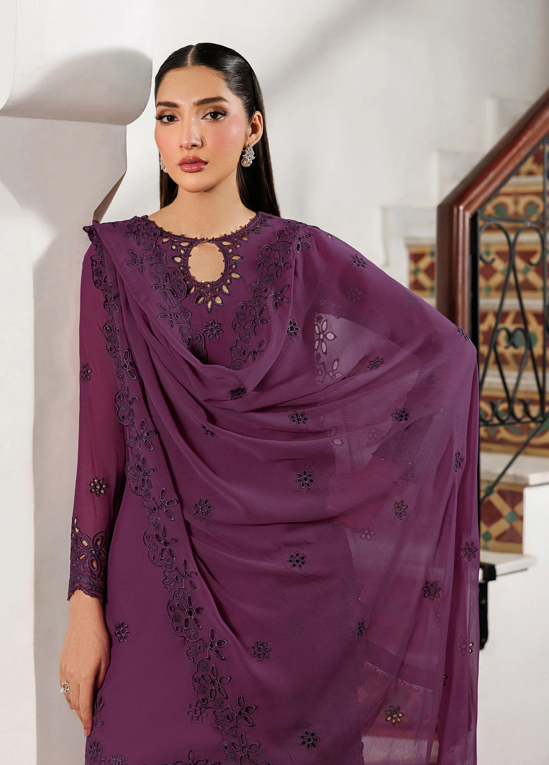 Nourah by Zarif Unstitched Embroidered Chiffon 3 Piece Suit ZR26UCN Nourah ZF/ZQH/WADHAI 08 - Festive Collection