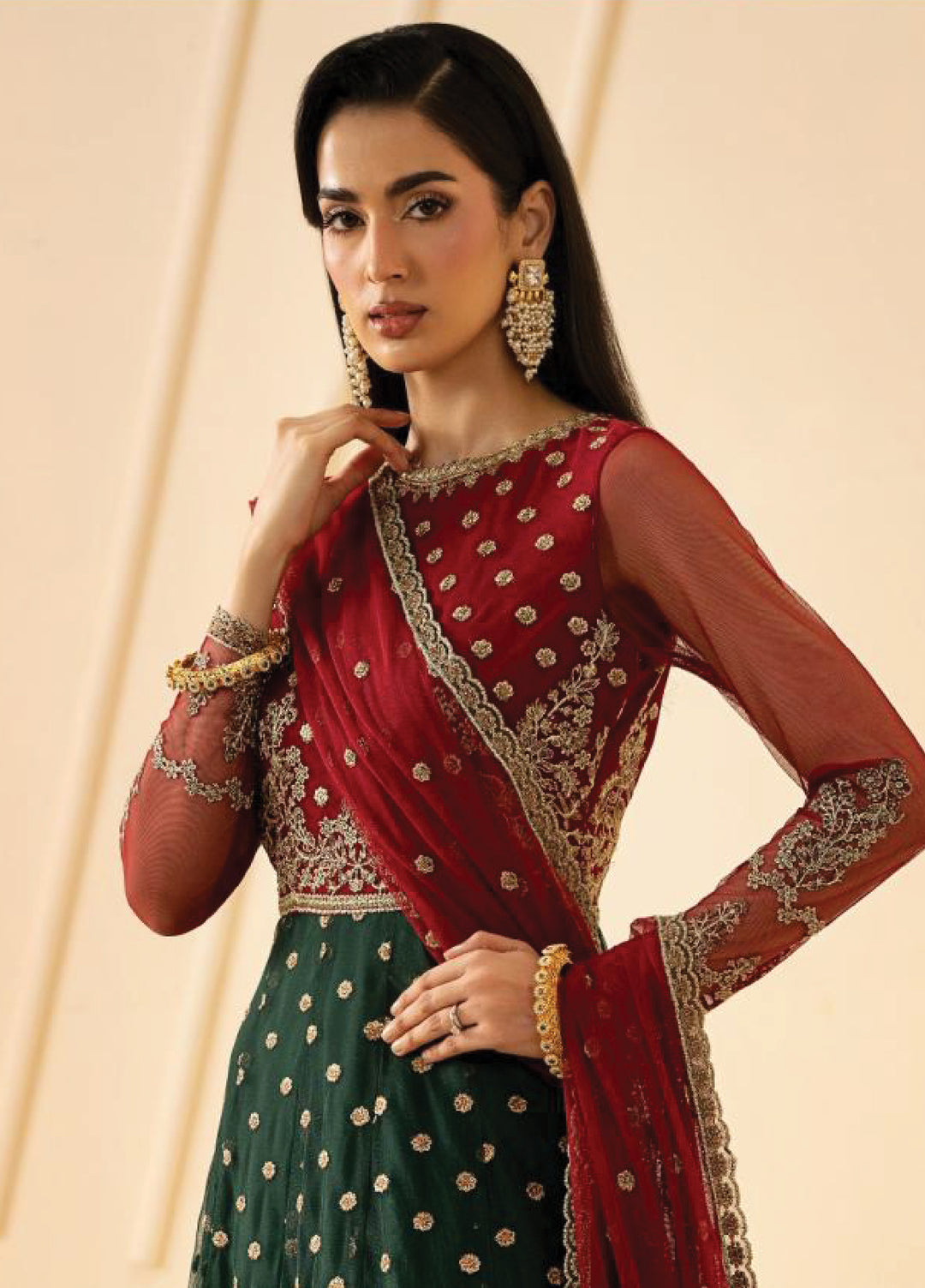 Riwayat by Zarif Unstitched Embroidered Net 4 Piece Suit ZR26URN Elika ZRF-RC-02 - Festive Collection