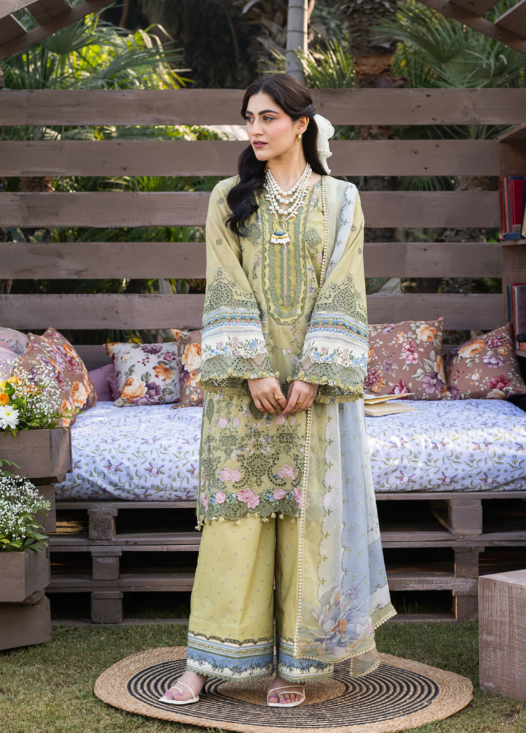 Elaf Premium Chikankari Unstitched Printed Lawn 3 Piece Suit EL26UPC ERC-8B MENAH - Summer Collection