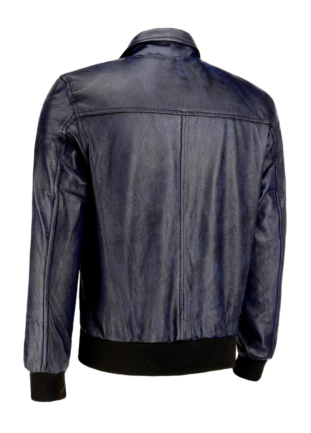 Jild Bomber Jacket Solids Mens Zipper Vintage Bomber Polo Leather Jacket Blue - Winter Collection
