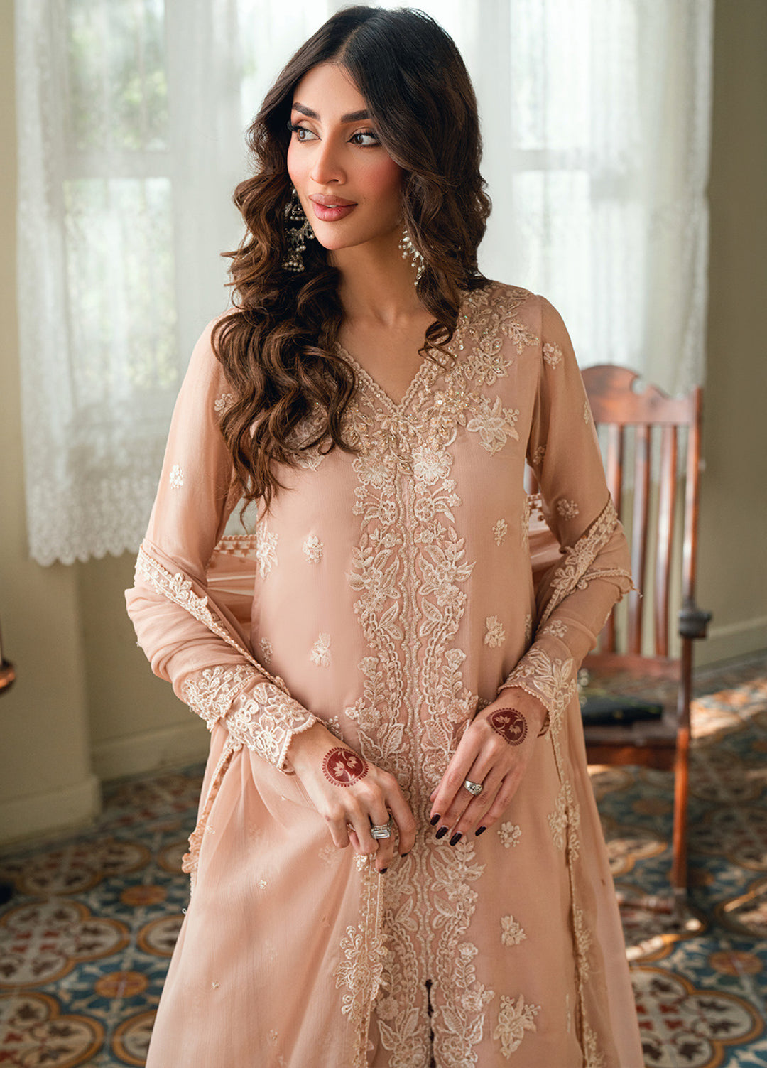 Eid Ensembles by Azure Unstitched Embroidered Chiffon 3 Piece Suit AZ26UEE ES-135 Cosmic Blush - Eid Collection