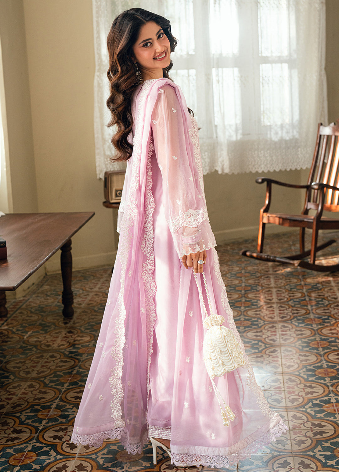 Eid Ensembles by Azure Unstitched Embroidered Chiffon 3 Piece Suit AZ26UEE ES-134 Wisteria - Eid Collection
