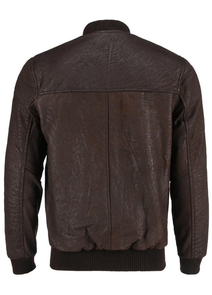 Jild Bomber Jacket Solids Mens Snuff Style Real Bomber Leather Jacket Brown Color - Winter Collection