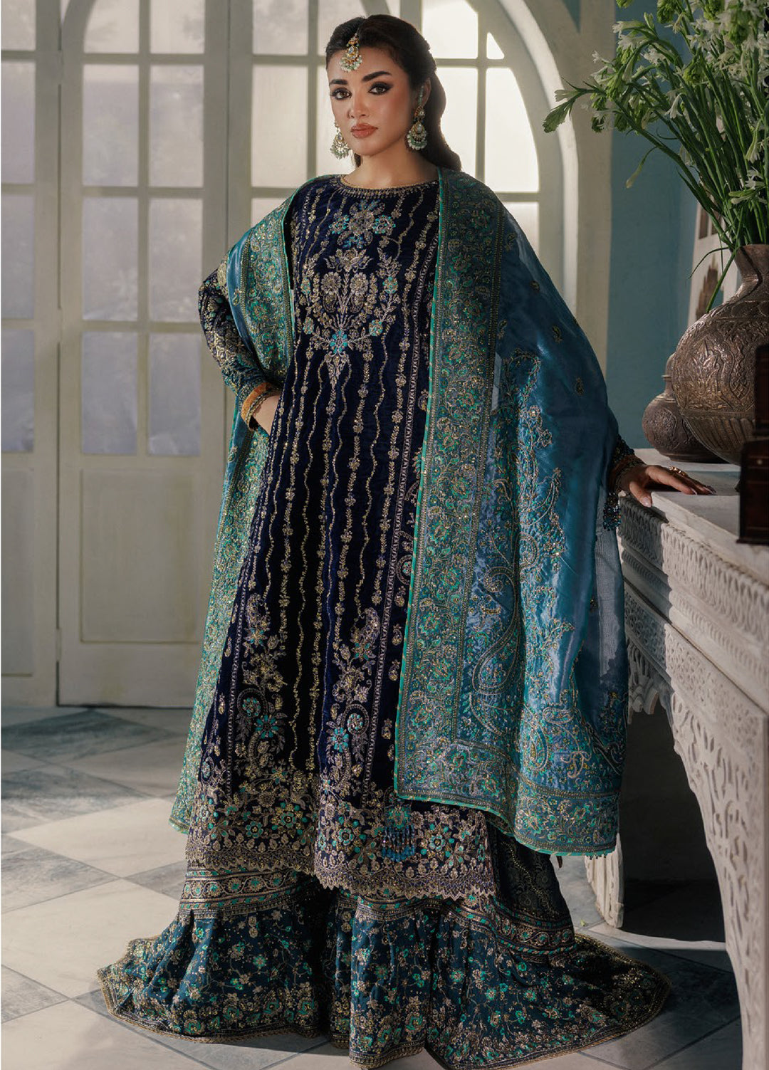 AIK Udaipur Velvet Unstitched Luxury Embroidered 3 Piece AIK25 D-10 - Formals Collection