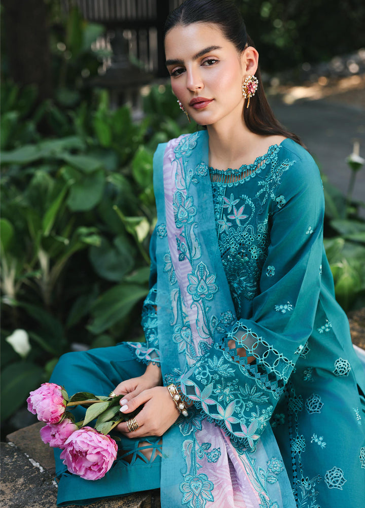 Q Line by Qalamkar Unstitched Chikankari Embroidered Lawn 3 Piece Suit QLK26UQL RP-03 SAPPHIRE - Summer Collection