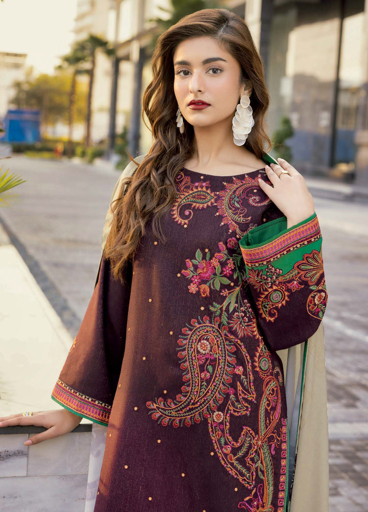 Poshima by Charizma Unstitched Embroidered Peach Leather Suits 3 Piece CHR26PU PSW5-27 - Winter Collection