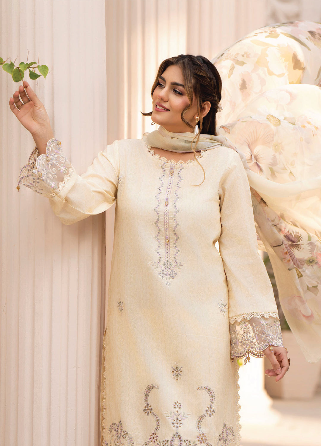 Summer Breeze by Humdum Unstitched Embroidered Lawn 3 Piece Suit HB26USB D-09 - Summer Collection