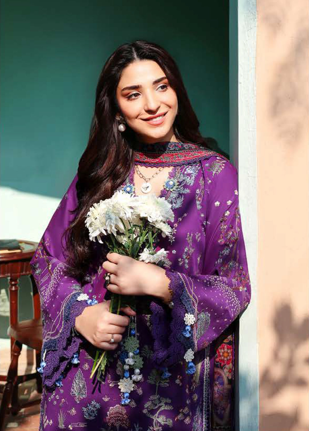 Summer Reverie by Roheenaz Unstitched Embroidered Lawn 3 Piece Suit RN26USR D-4 AURELIA - Festive Collection