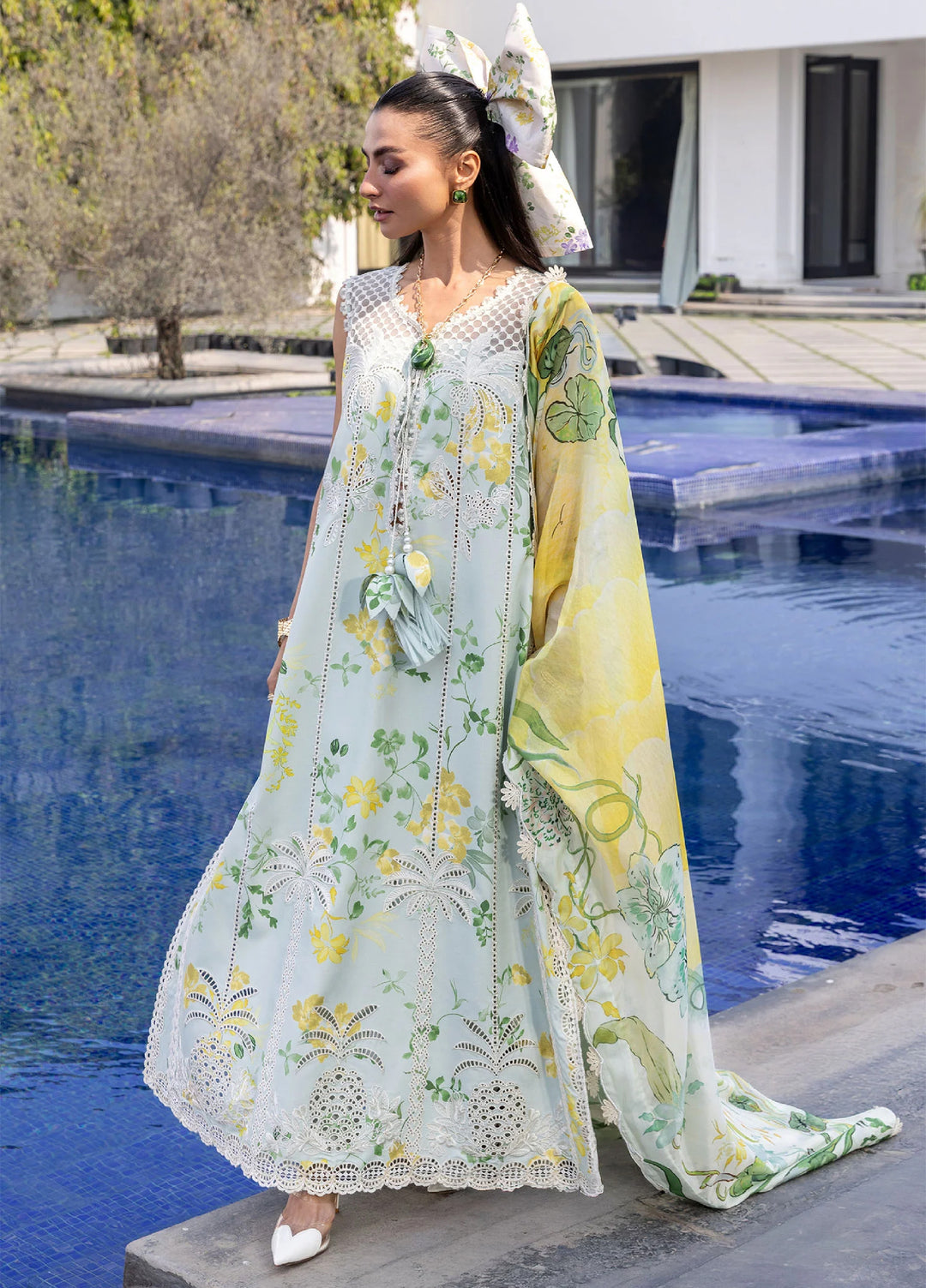 Flow by Crimson Unstitched Embroidered Lawn 3 Piece Suit CR26UFL D4 B-Mint - Festive Collection