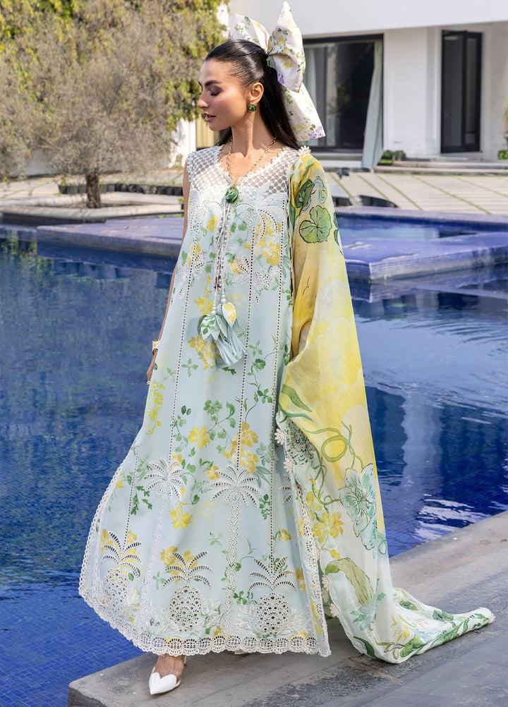 Flow by Crimson Unstitched Embroidered Lawn 3 Piece Suit CR26UFL D4 B-Mint - Festive Collection