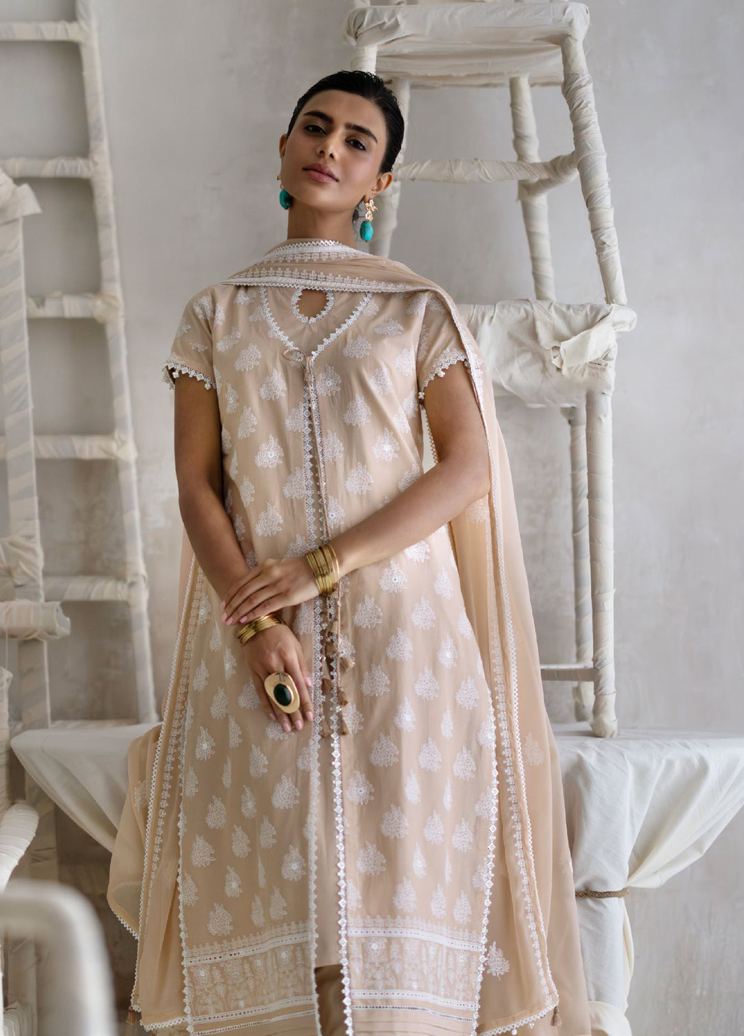 The Luxe by Gul Ahmed Unstitched Embroidered Lawn 3 Piece Suit GA26ULL Apricot Orchid PM 62082 - Casual Collection