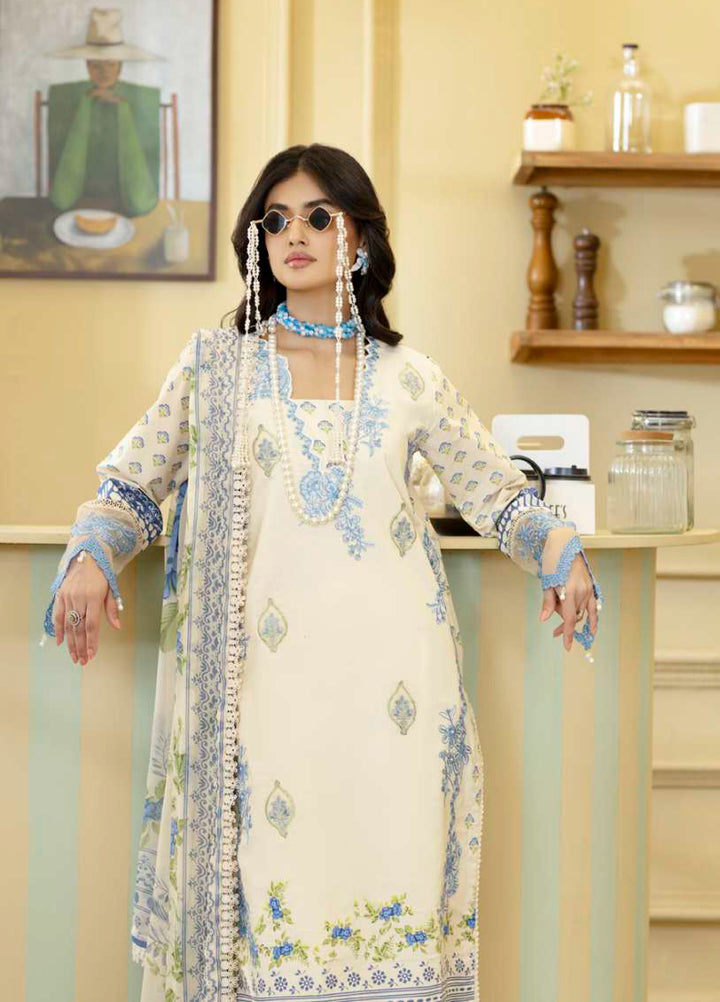 Al Zohaib Unstitched Applique Embroidered Lawn 3 Piece Suit AZ26UAL D-4 - Summer Collection