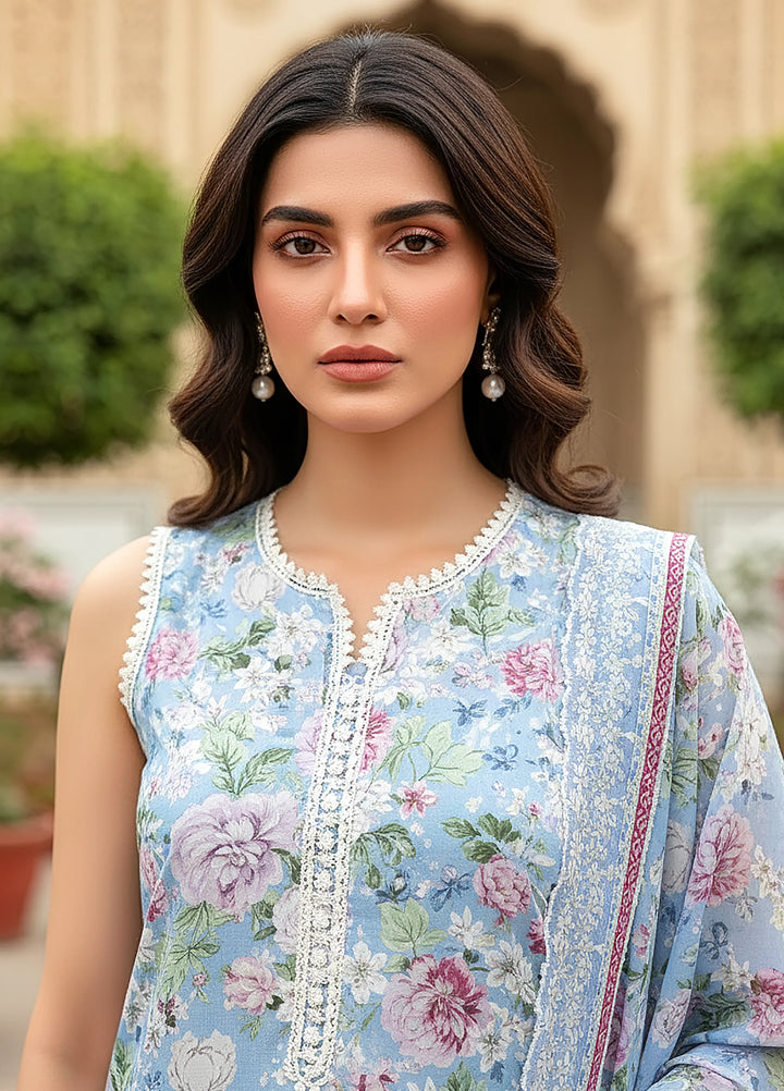 Lakhany Summer Essentials Embroidered Unstitched Lawn 3 Piece Suit LSM26USE LG-RL-0408 - Ramadan Collection
