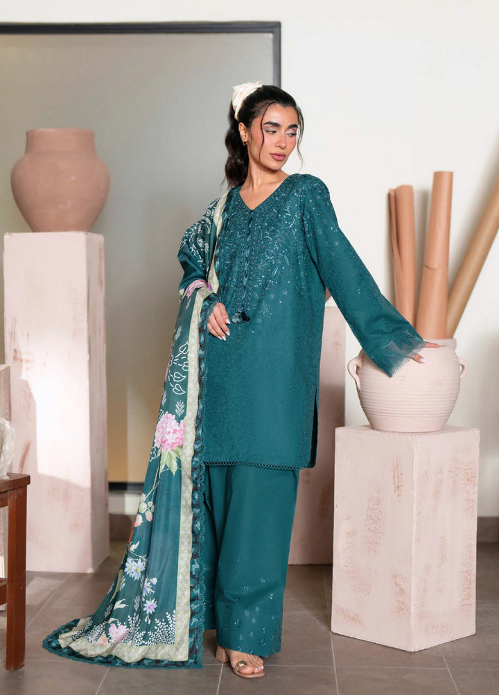 Raha by Nureh Unstitched Embroidered Jacquard Lawn 3 Piece Suit NU26URJ NE-237 - Festive Collection