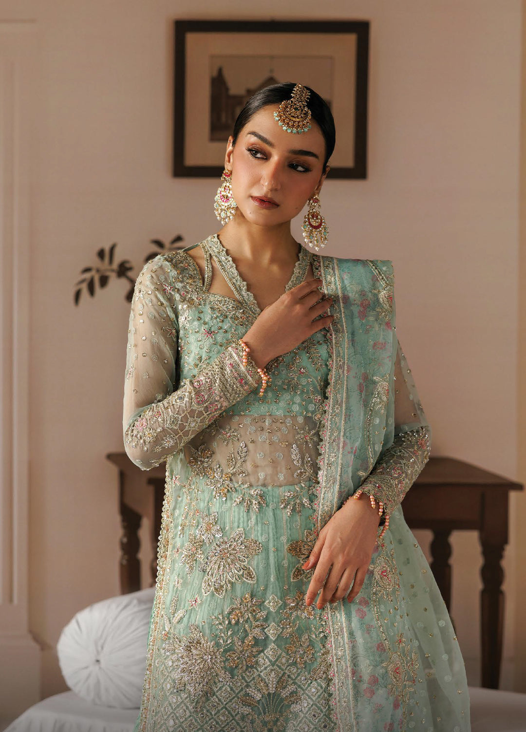 Shehnai by Afrozeh Unstitched Hand work Organza 3 Piece Suit AF26USW Dastoor AFR-0158 - Wedding Collection