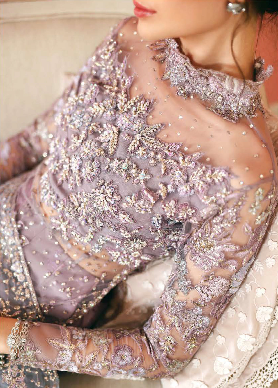 The Muse by Mushq Unstitched Net Embroidered Suits 3 Piece MU26TM Valerie - Wedding Collection