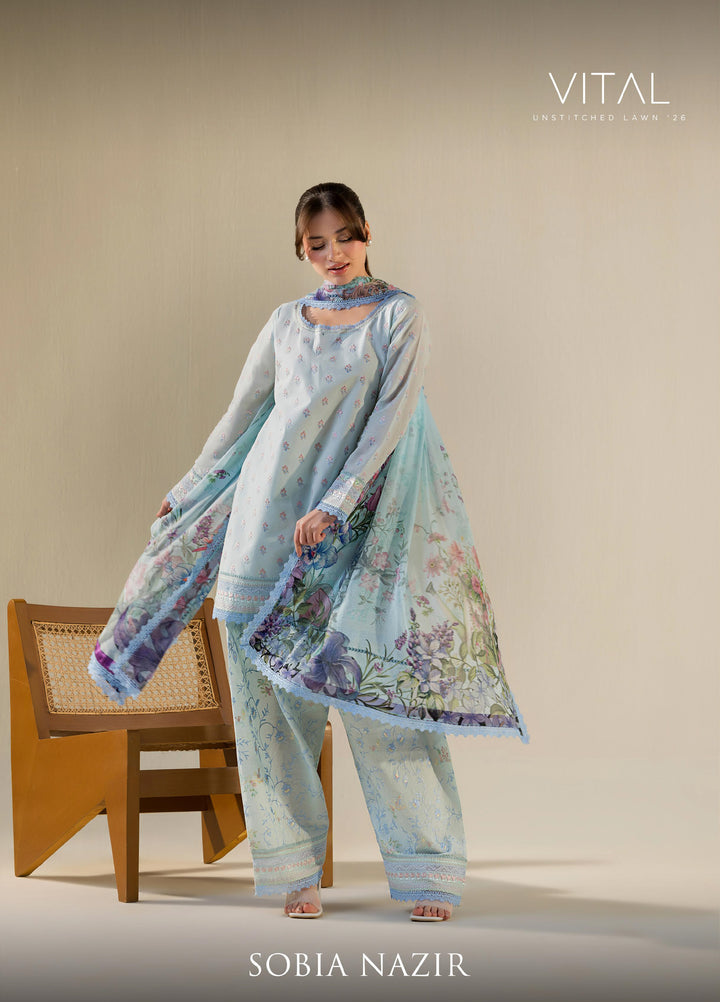 Vital by Sobia Nazir Unstitched Embroidered Lawn 3 Piece Suit SN26UVL 10B - Summer Collection