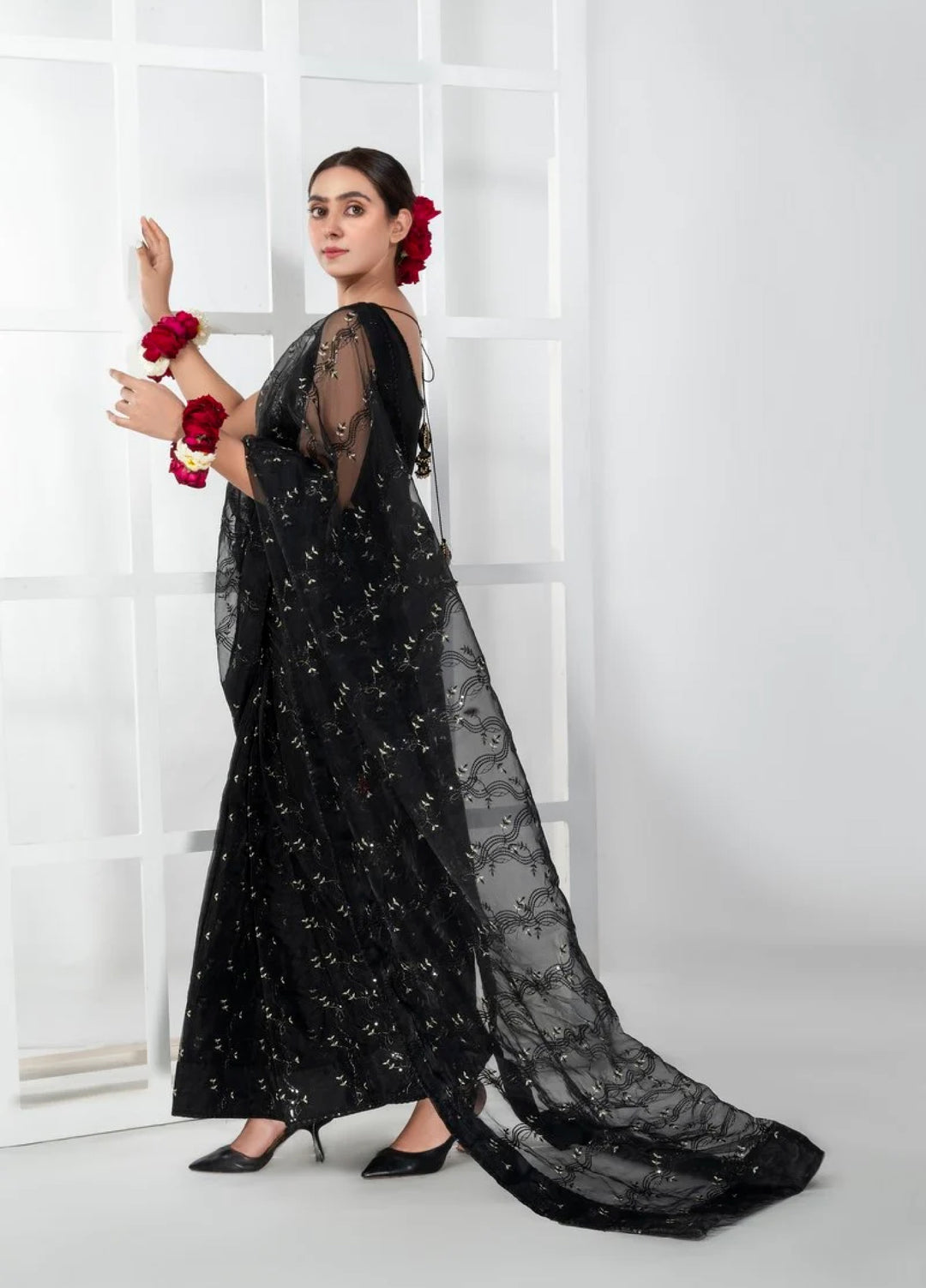 Luxe by Imran Aftab Unstitched Embroidered Organza Saree Suit IASC 25 - Festive Collection