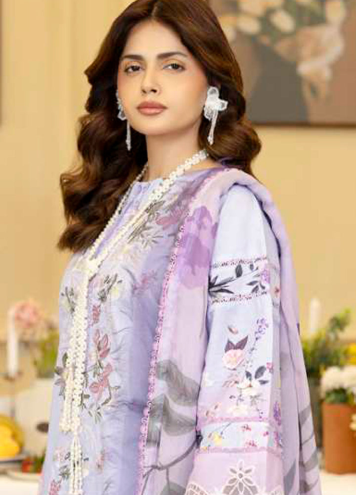 Al Zohaib Unstitched Applique Embroidered Lawn 3 Piece Suit AZ26UAL D-8 - Summer Collection