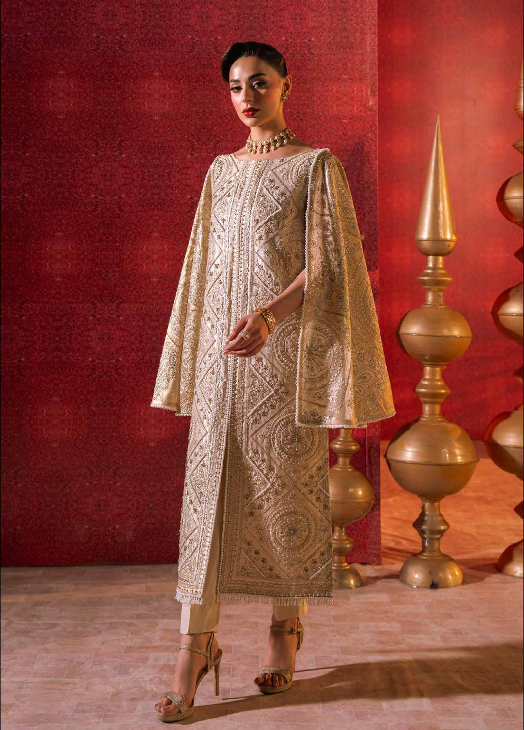 Zarmina by Zariya Unstitched Embroidered Gold Lama 3 Piece Suit ZRY26UZ ZB50045 - Festive Collection